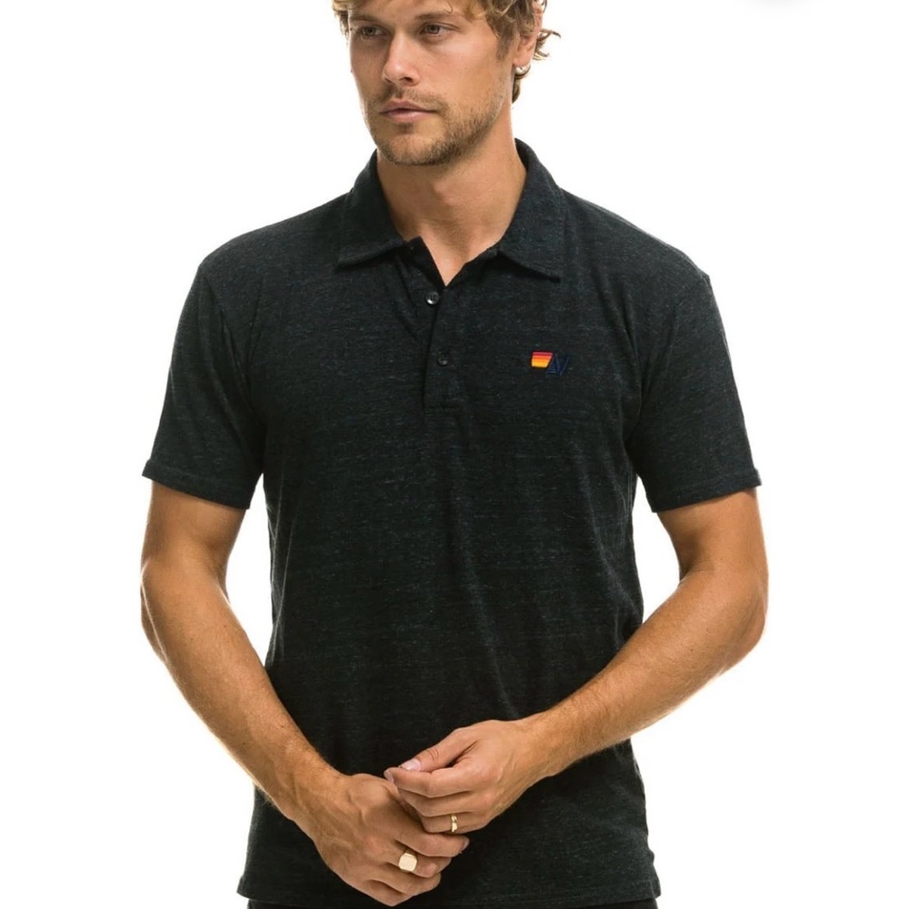 Aviator Nation Charcoal Polo Shirt with Logo